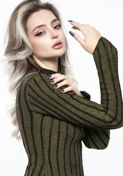 Myrsina Plated Rib Knit Top