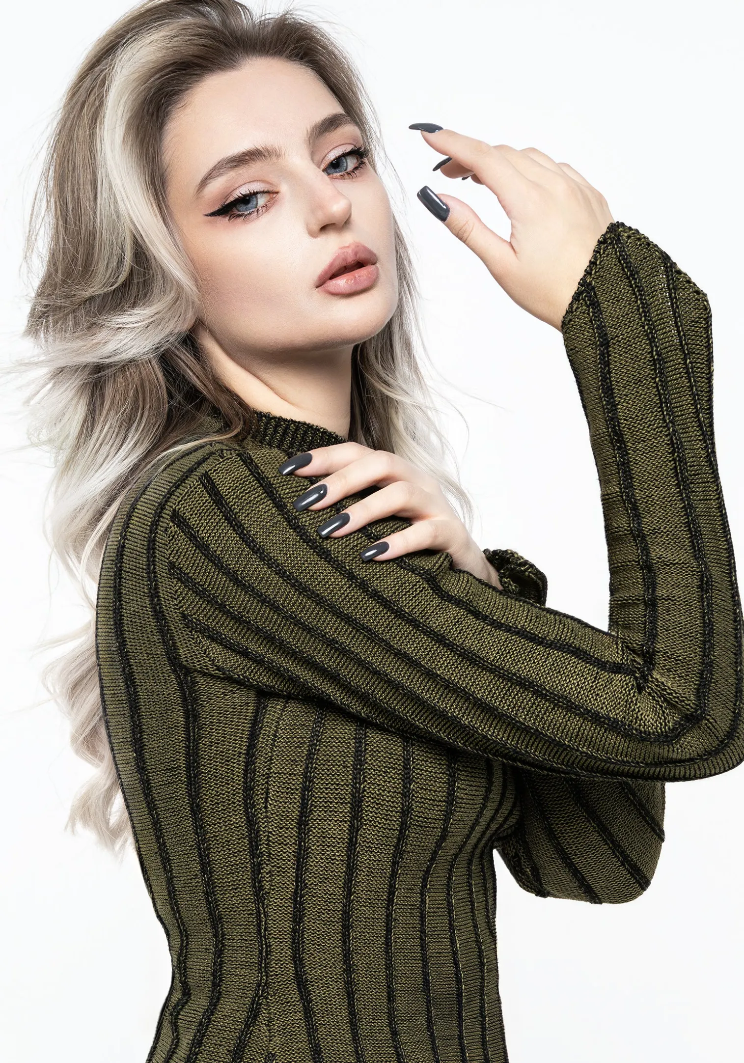 Myrsina Plated Rib Knit Top