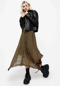 Myrtle Floral Lace Handkerchief Hem Midi Skirt