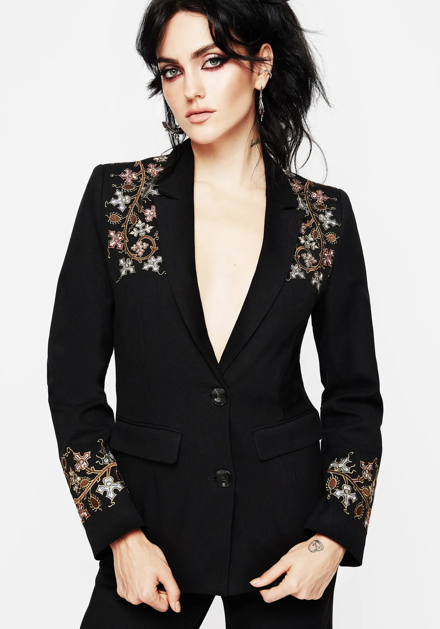 Nasturtium Floral Embroidered Relaxed Blazer