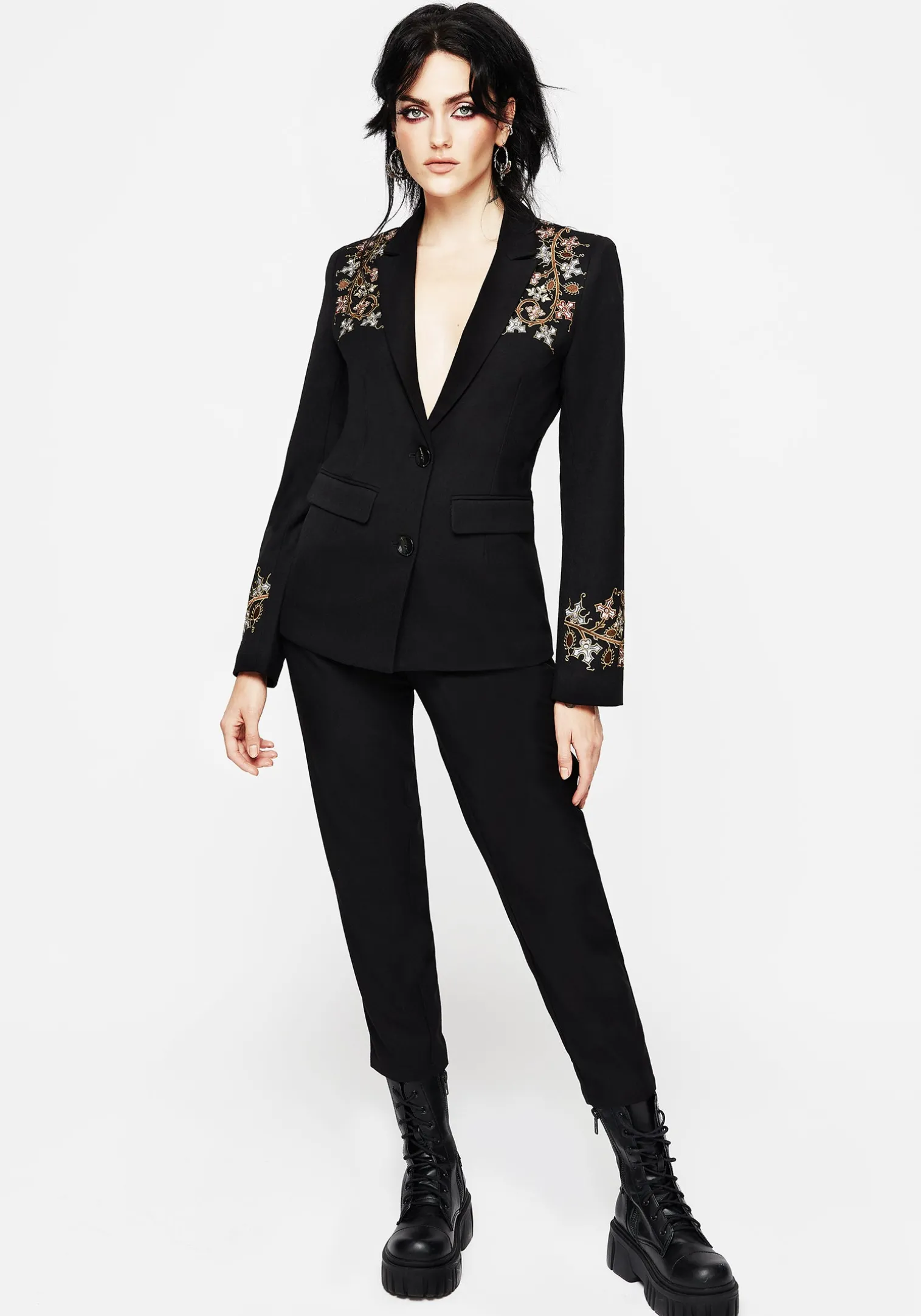 Nasturtium Floral Embroidered Relaxed Blazer