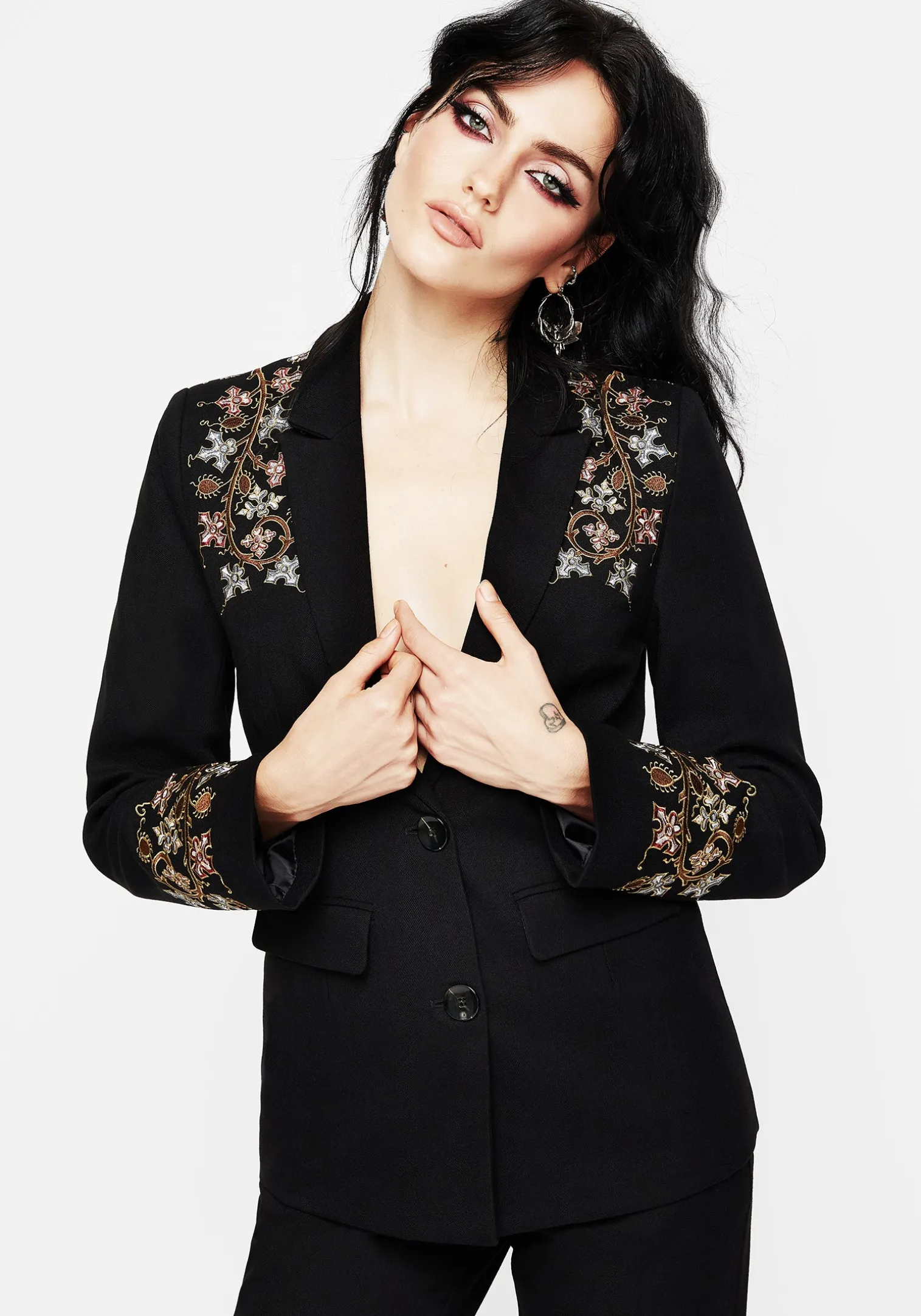 Nasturtium Floral Embroidered Relaxed Blazer