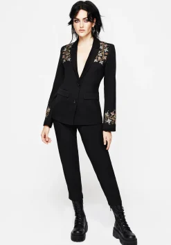 Nasturtium Floral Embroidered Tapered Trousers