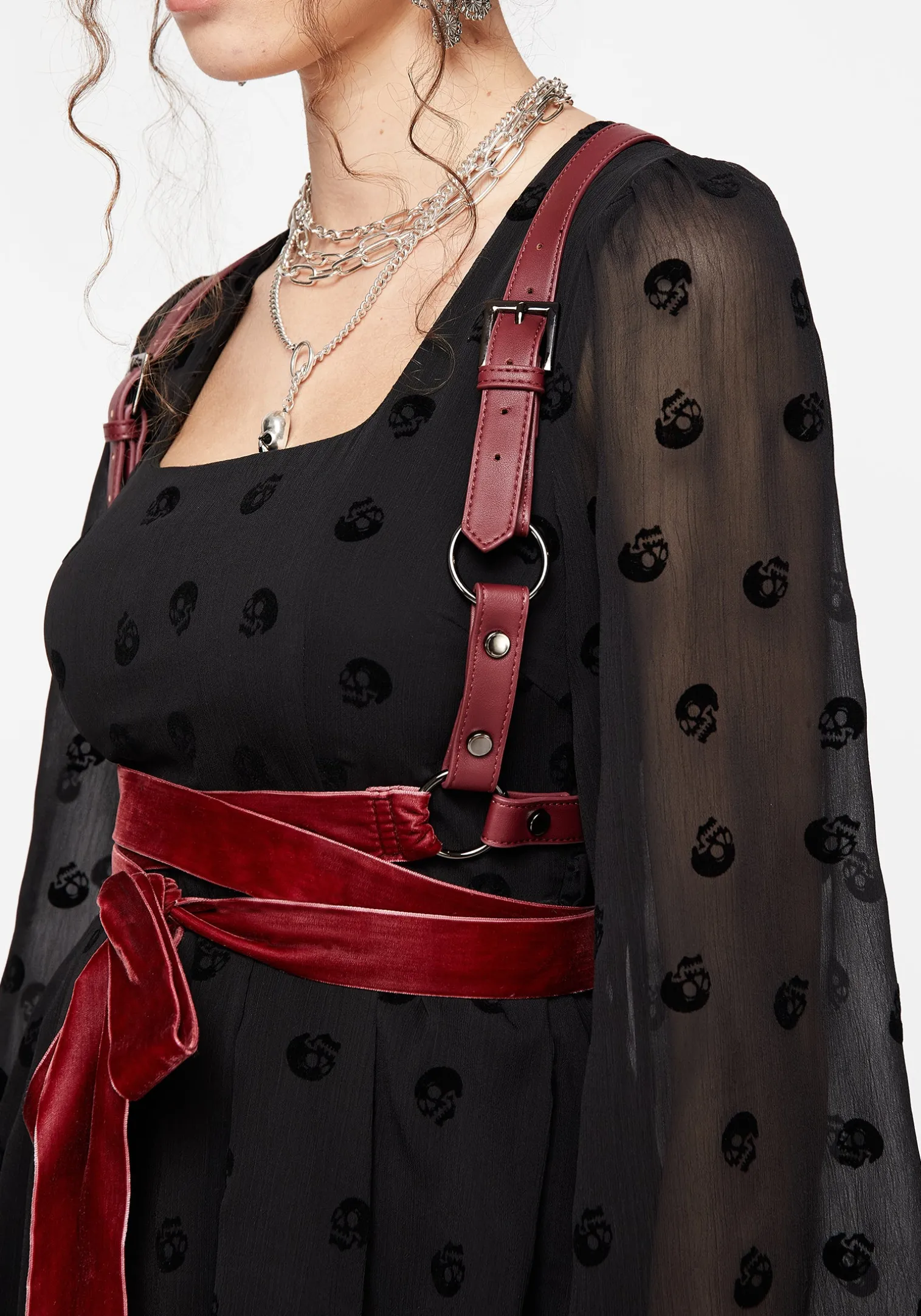 Natalia Ribbon Wrap Harness - Oxblood