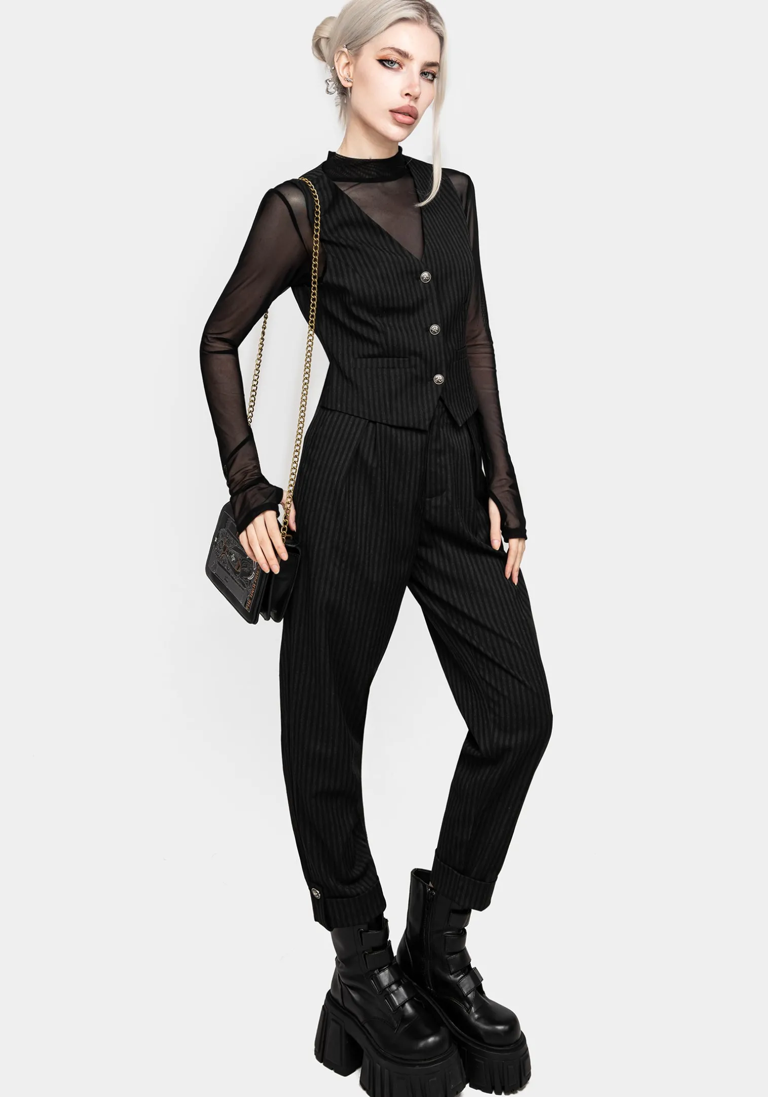 Necrosis High Neck Long Sleeve Mesh Top