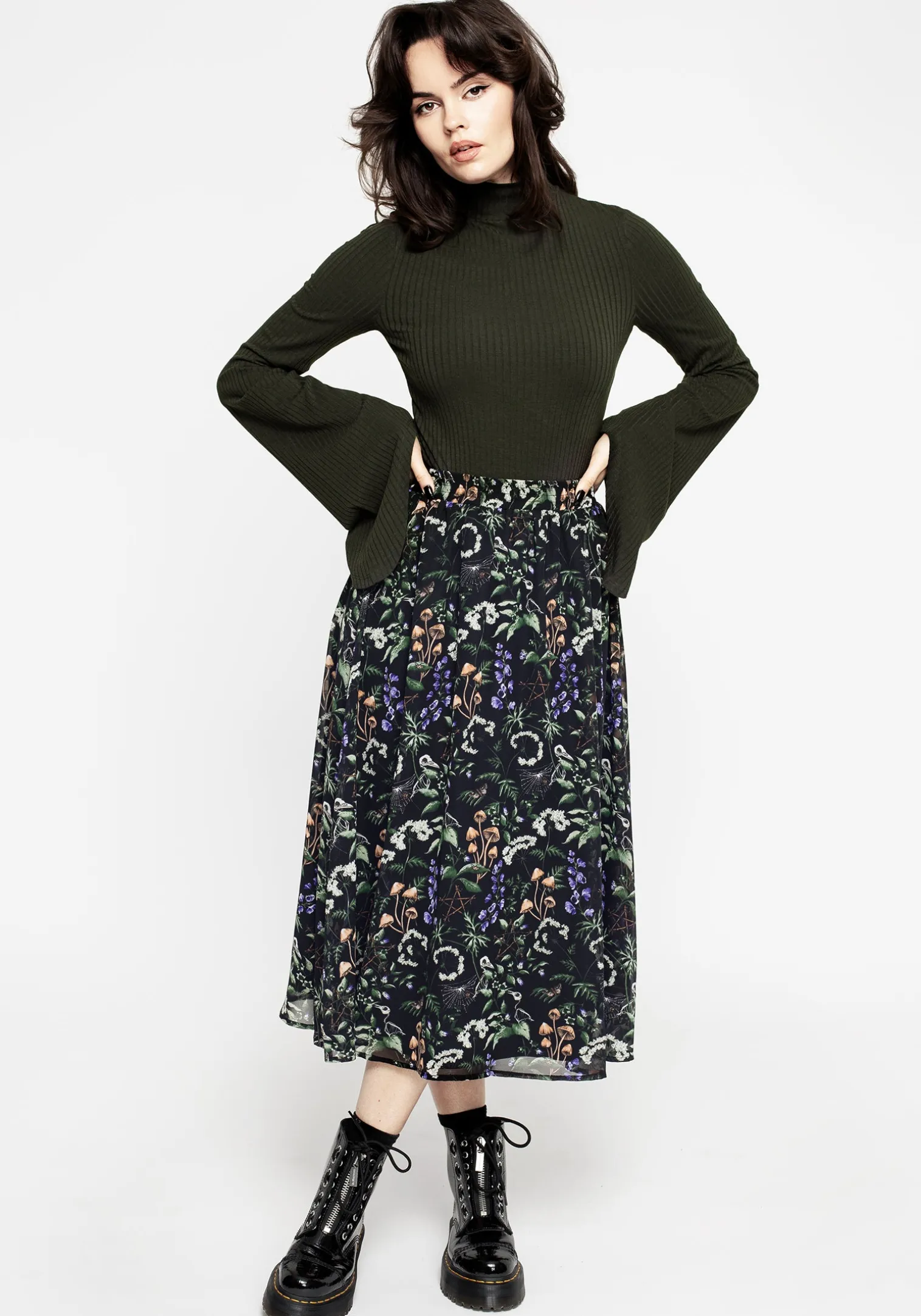 Nectar High Neck Flared Sleeve Top