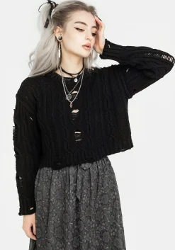 Nemesis Distressed Cable Knit Sweater