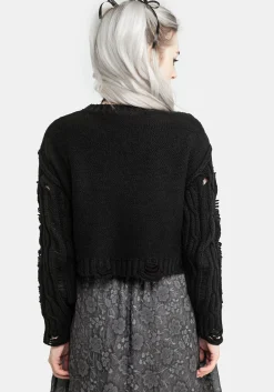 Nemesis Distressed Cable Knit Sweater