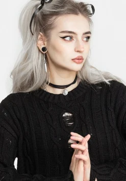 Nemesis Distressed Cable Knit Sweater