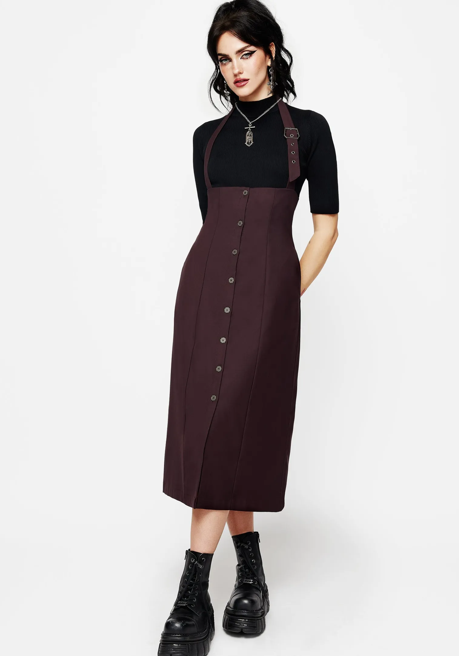 New Age Halter Neck Pinafore Midi Dress