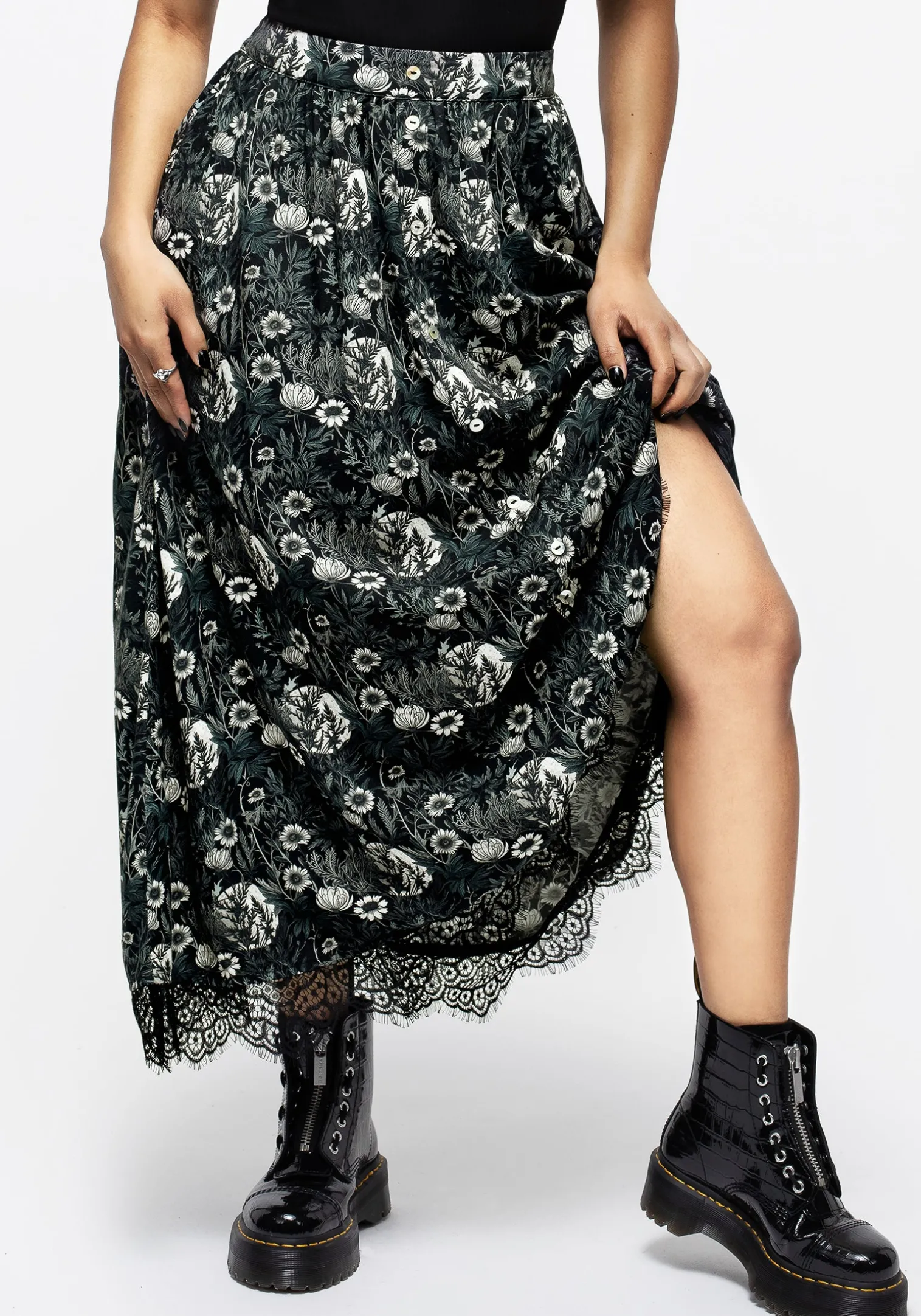 Nightbloom Button Front Midaxi Skirt