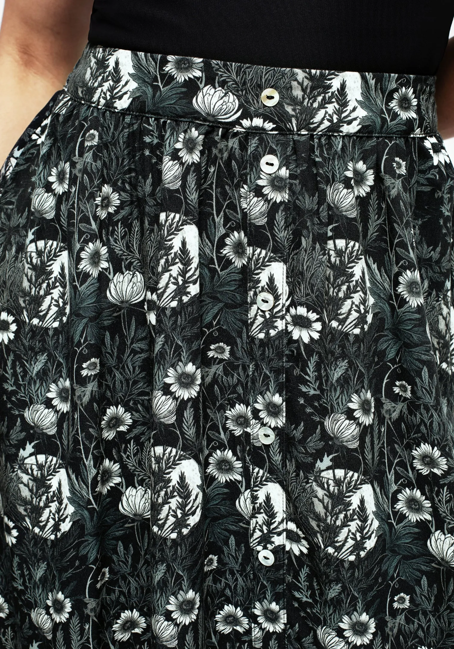 Nightbloom Button Front Midaxi Skirt