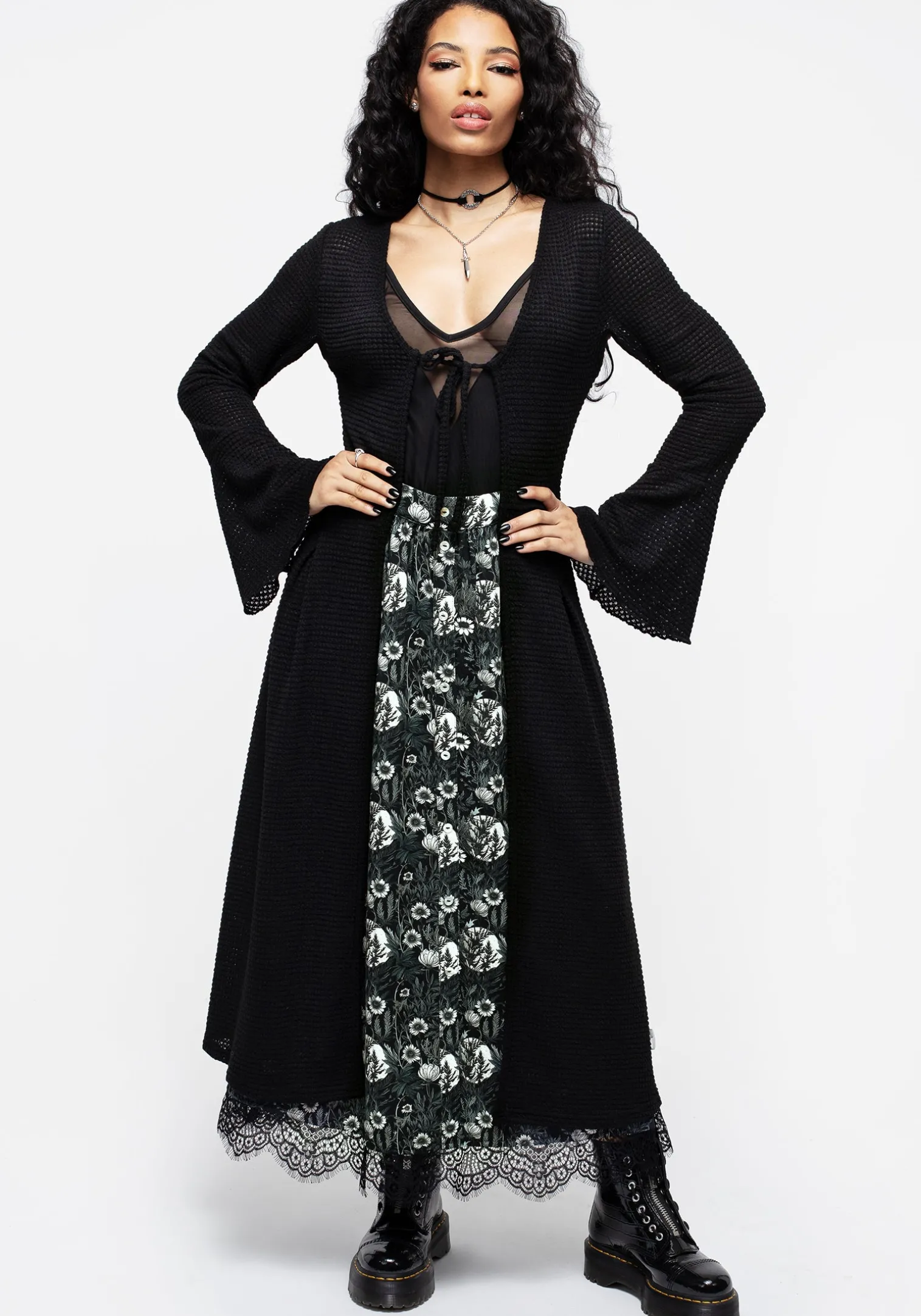 Nightbloom Button Front Midaxi Skirt