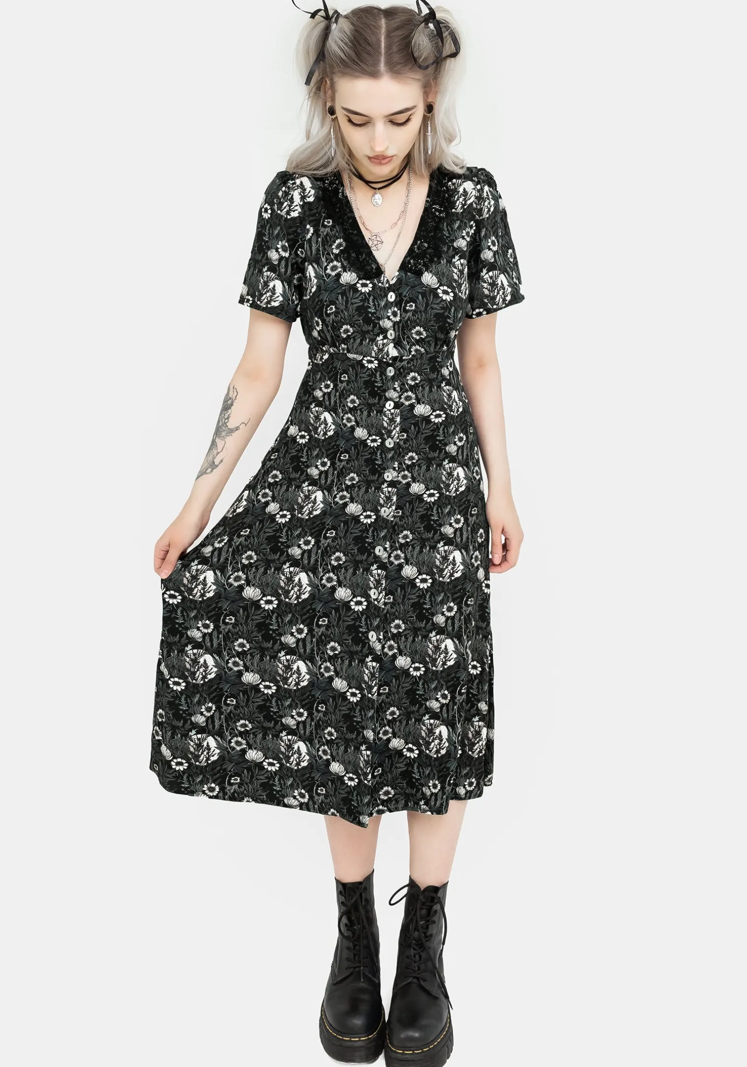 Nightbloom Button Up Midi Dress