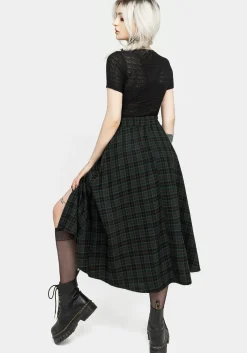 Nightingale Buckled Check Midi Skirt