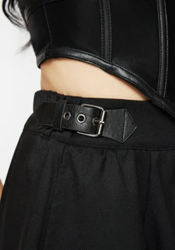 Nightingale Buckled Midi Skirt - Black