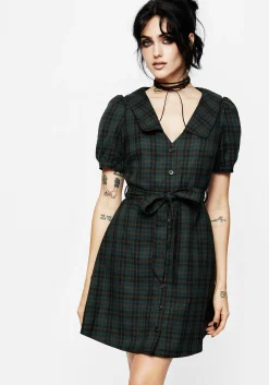 Nightingale Check Collar Mini Shirt Dress