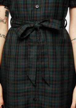 Nightingale Check Collar Mini Shirt Dress
