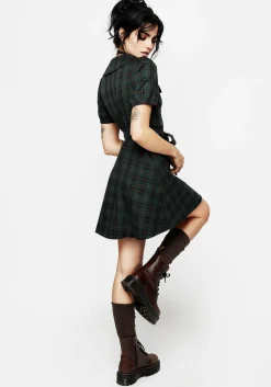 Nightingale Check Collar Mini Shirt Dress