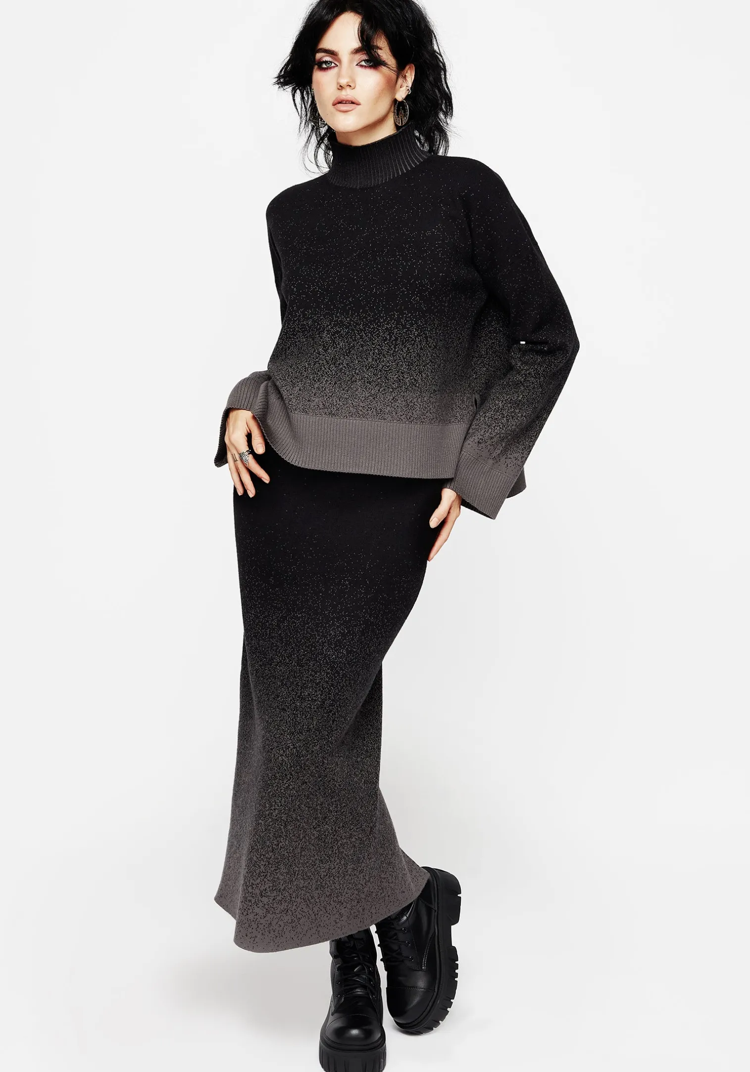 Nightjar Ombre Knit Mermaid Maxi Skirt