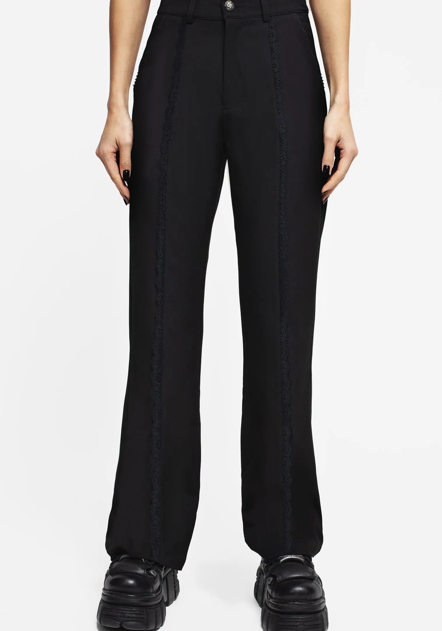 Nightlife Lace Trim Flared Trousers