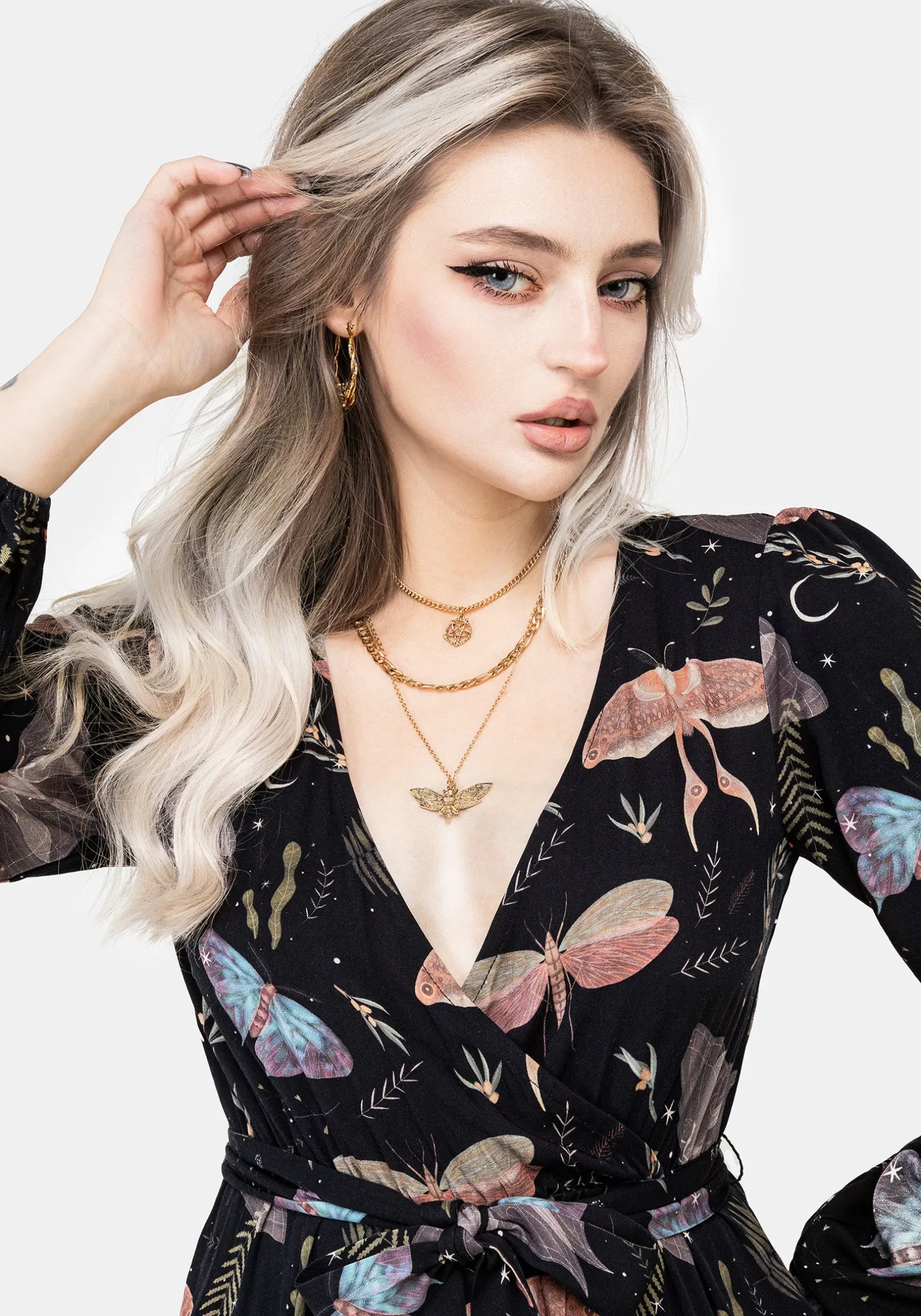 Nightmoth Mini Wrap Dress
