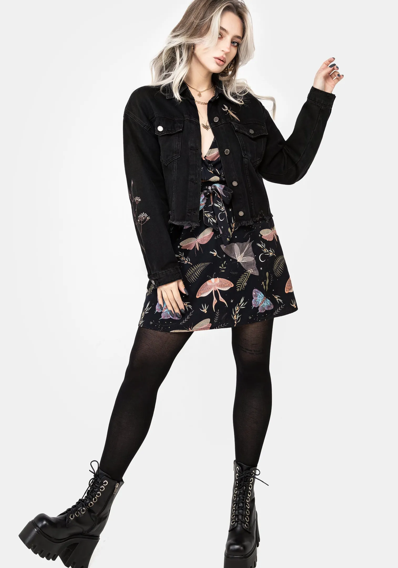 Nightmoth Mini Wrap Dress