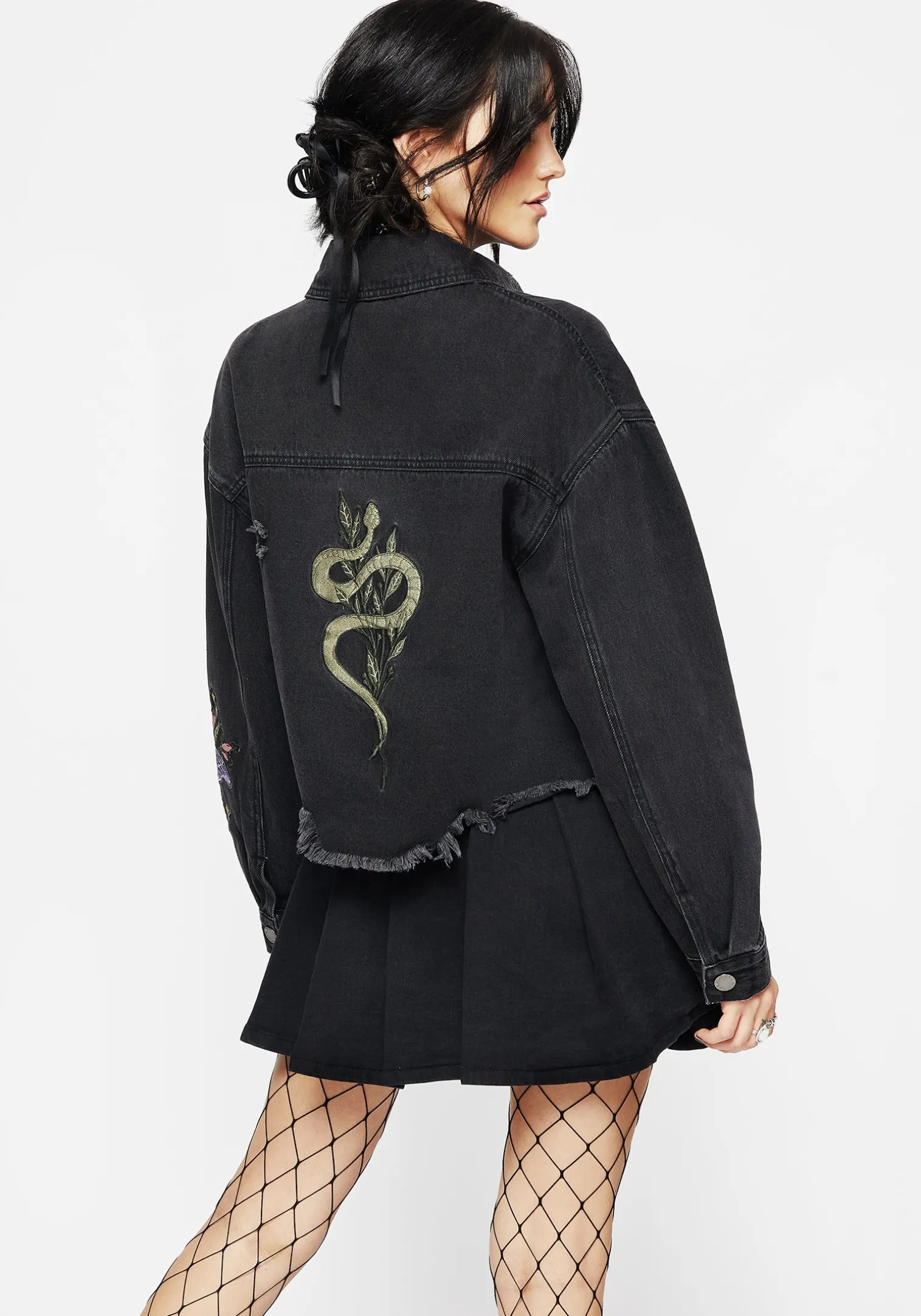 Nirah Embroidered Crop Denim Jacket
