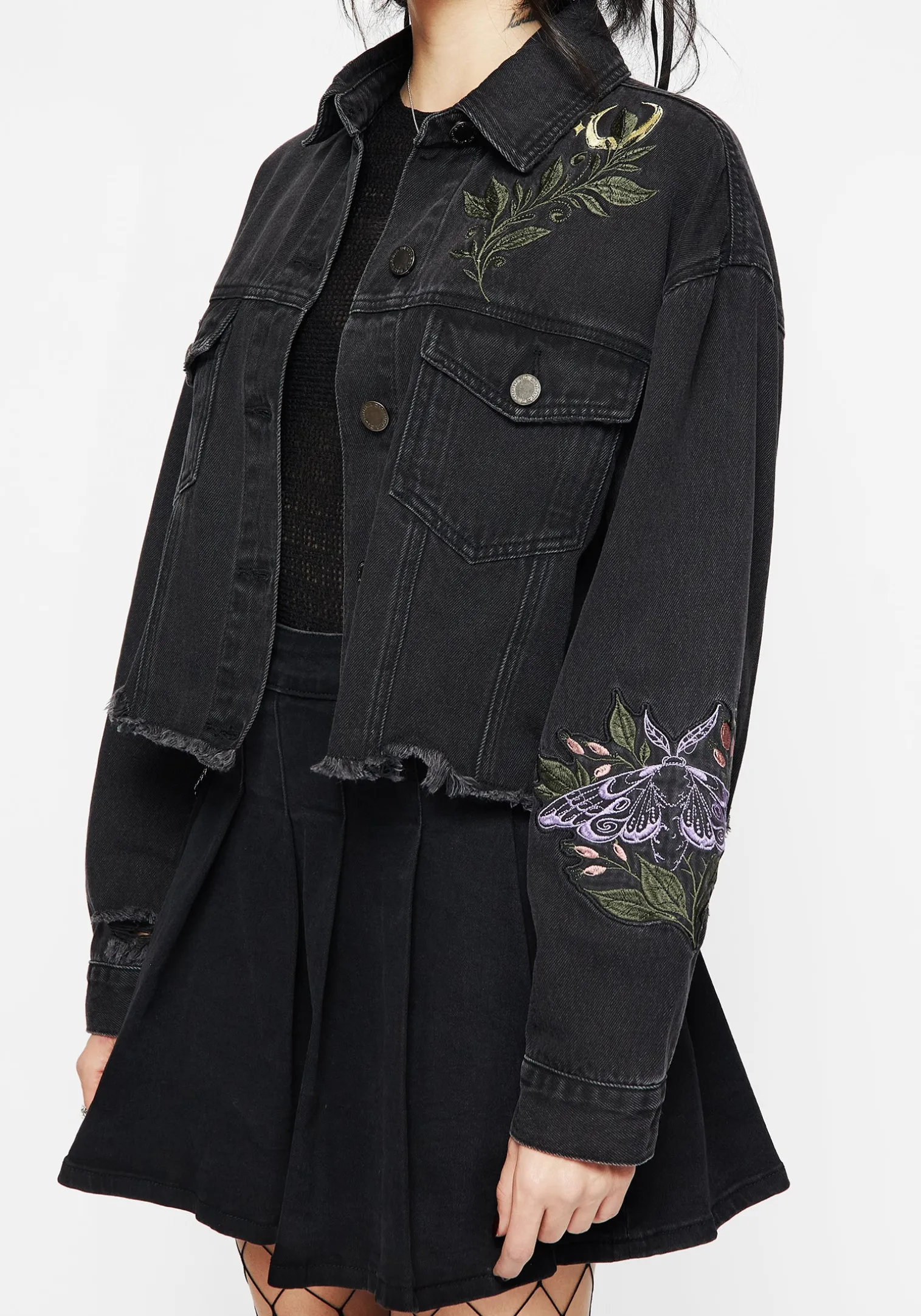 Nirah Embroidered Crop Denim Jacket