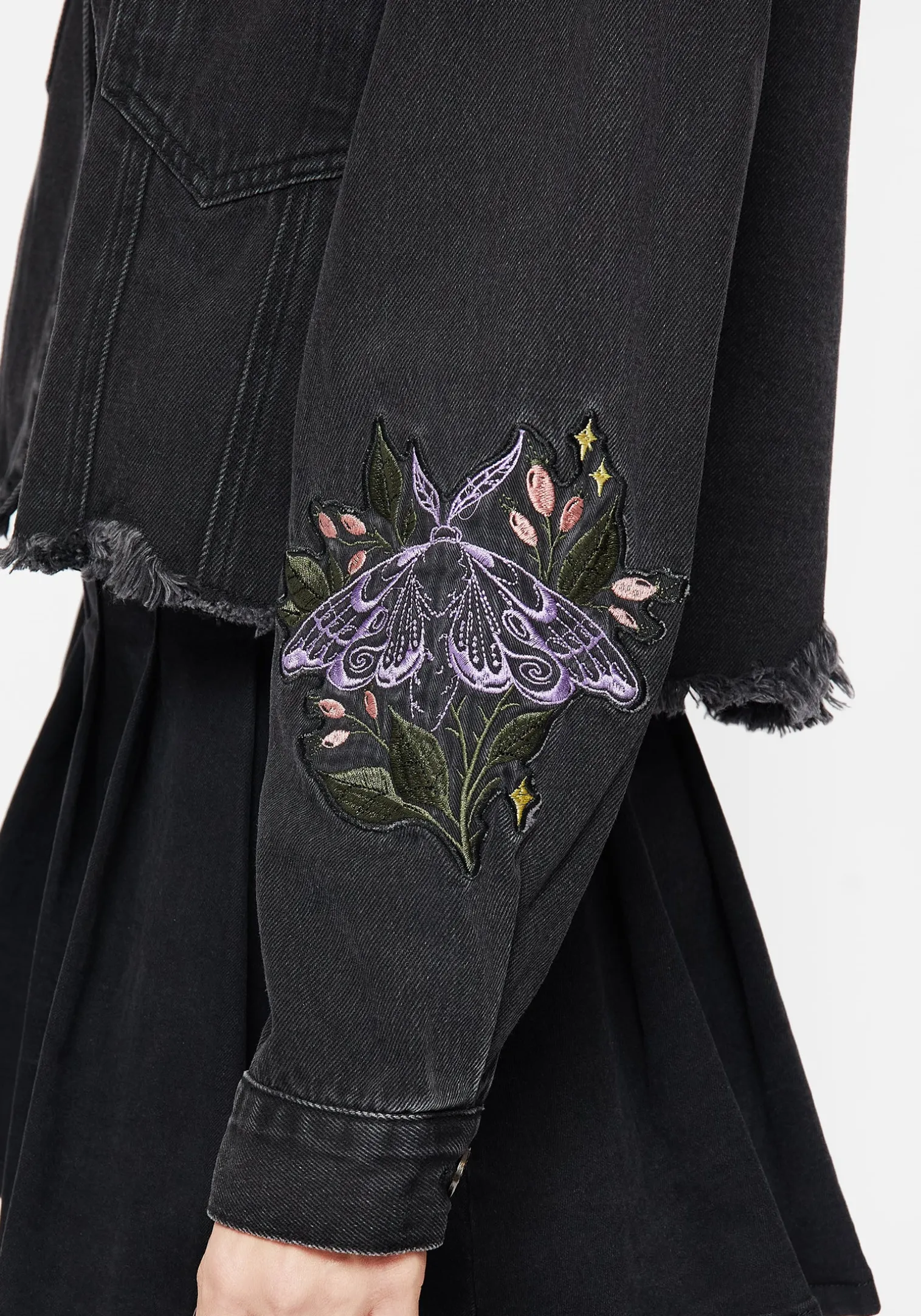 Nirah Embroidered Crop Denim Jacket