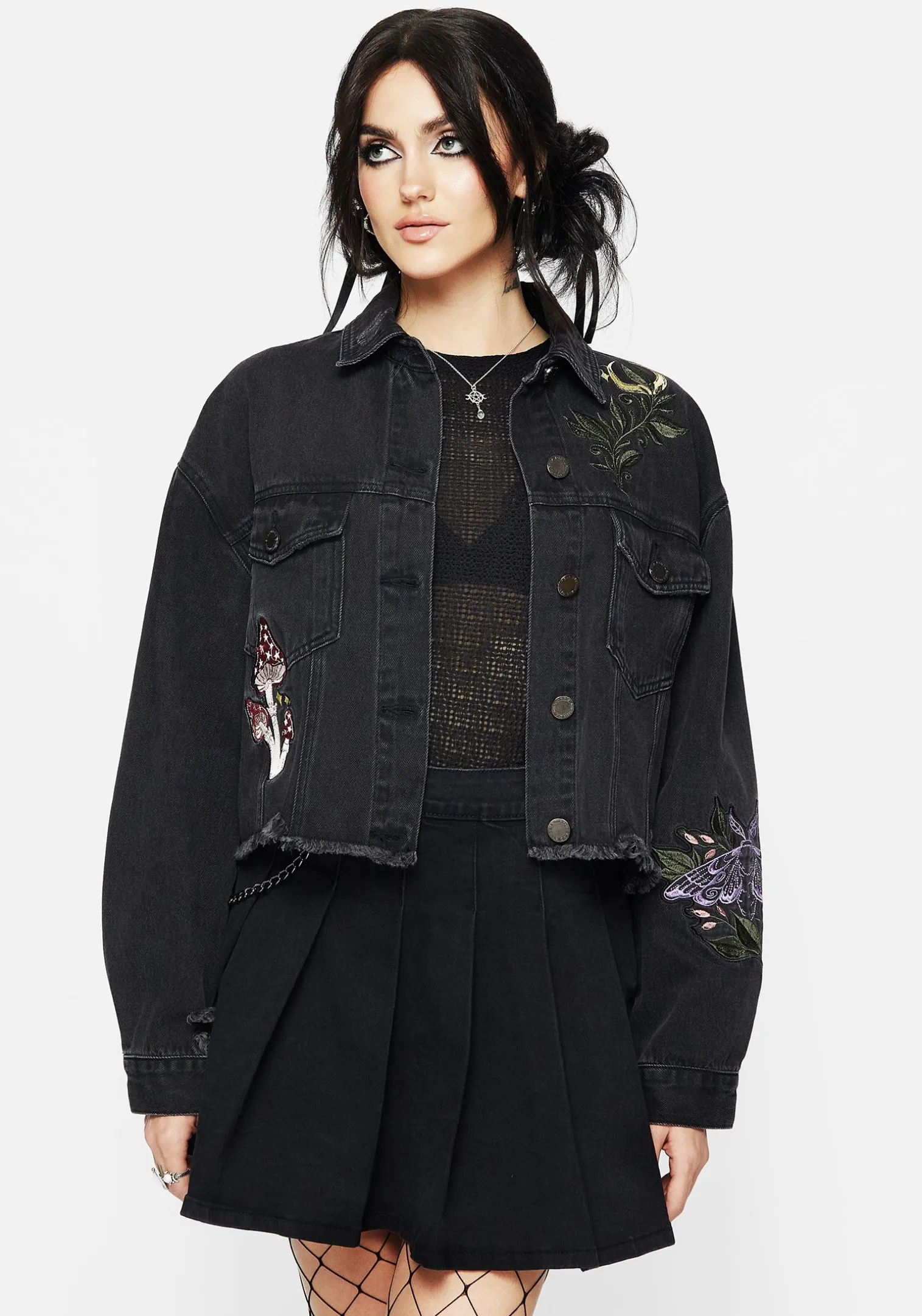 Nirah Embroidered Crop Denim Jacket