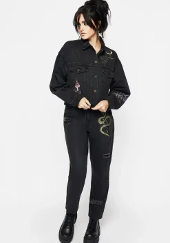 Nirah Embroidered Crop Denim Jacket