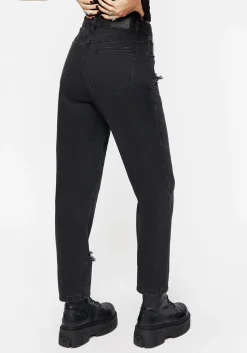 Nirah Embroidered Distressed Mom Jeans
