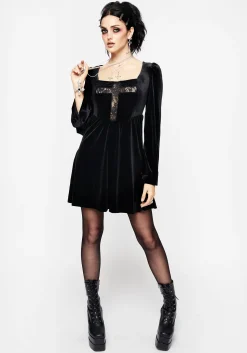 Obelus Lace Velour Mini Dress