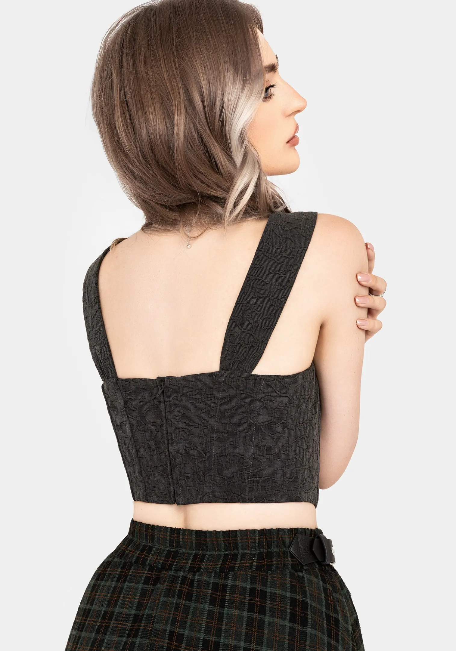 Ombra Button Front Sleeveless Corset Top