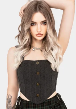 Ombra Button Front Sleeveless Corset Top