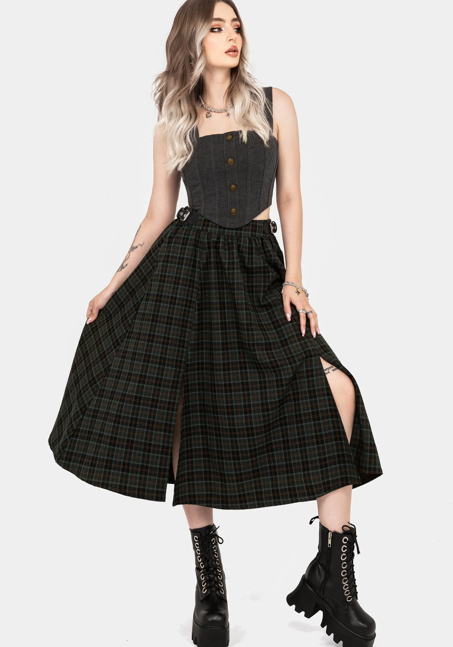Ombra Button Front Sleeveless Corset Top