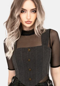 Ombra Button Front Sleeveless Corset Top
