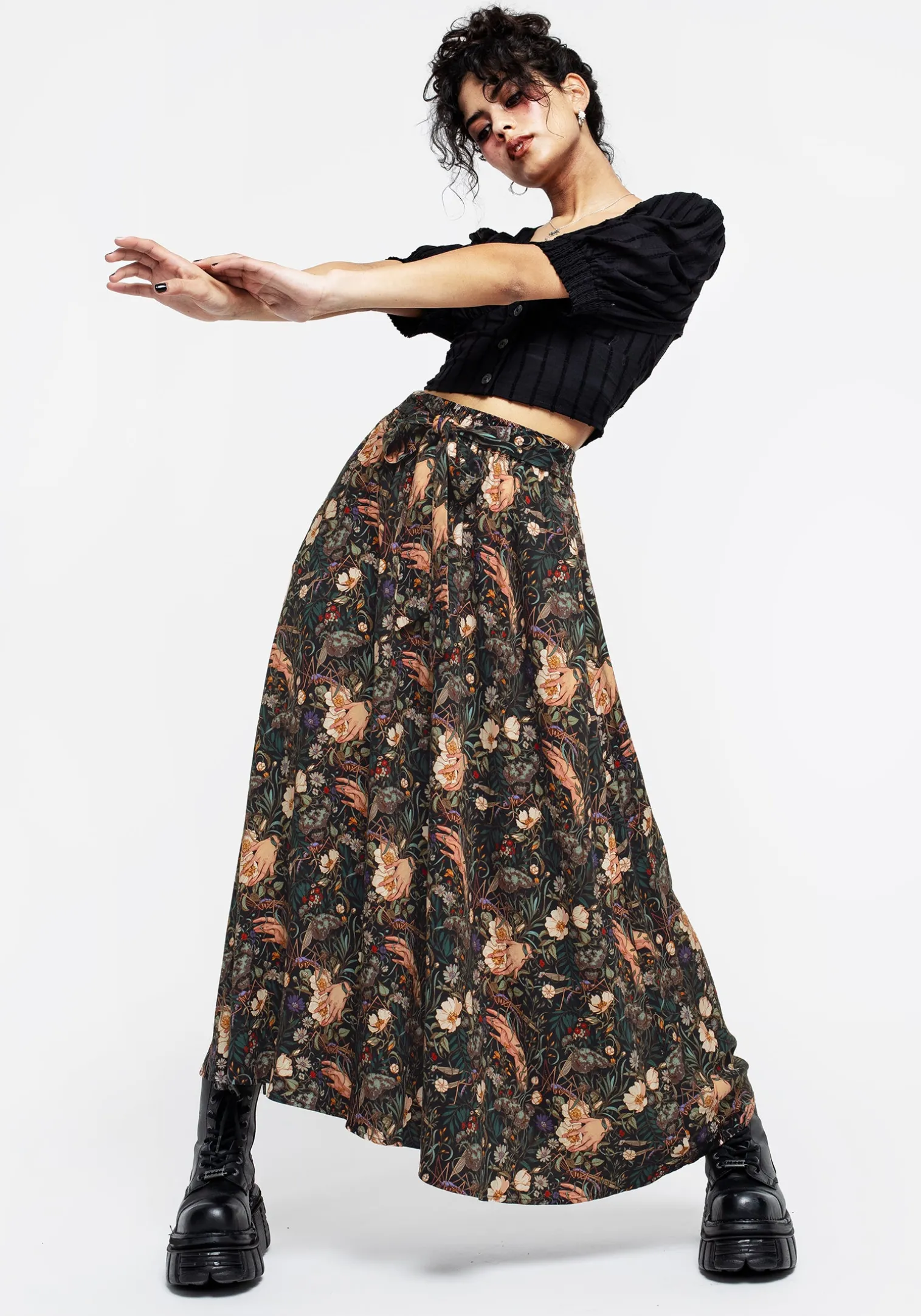Ophelia Viscose Tie Waist Midaxi Skirt