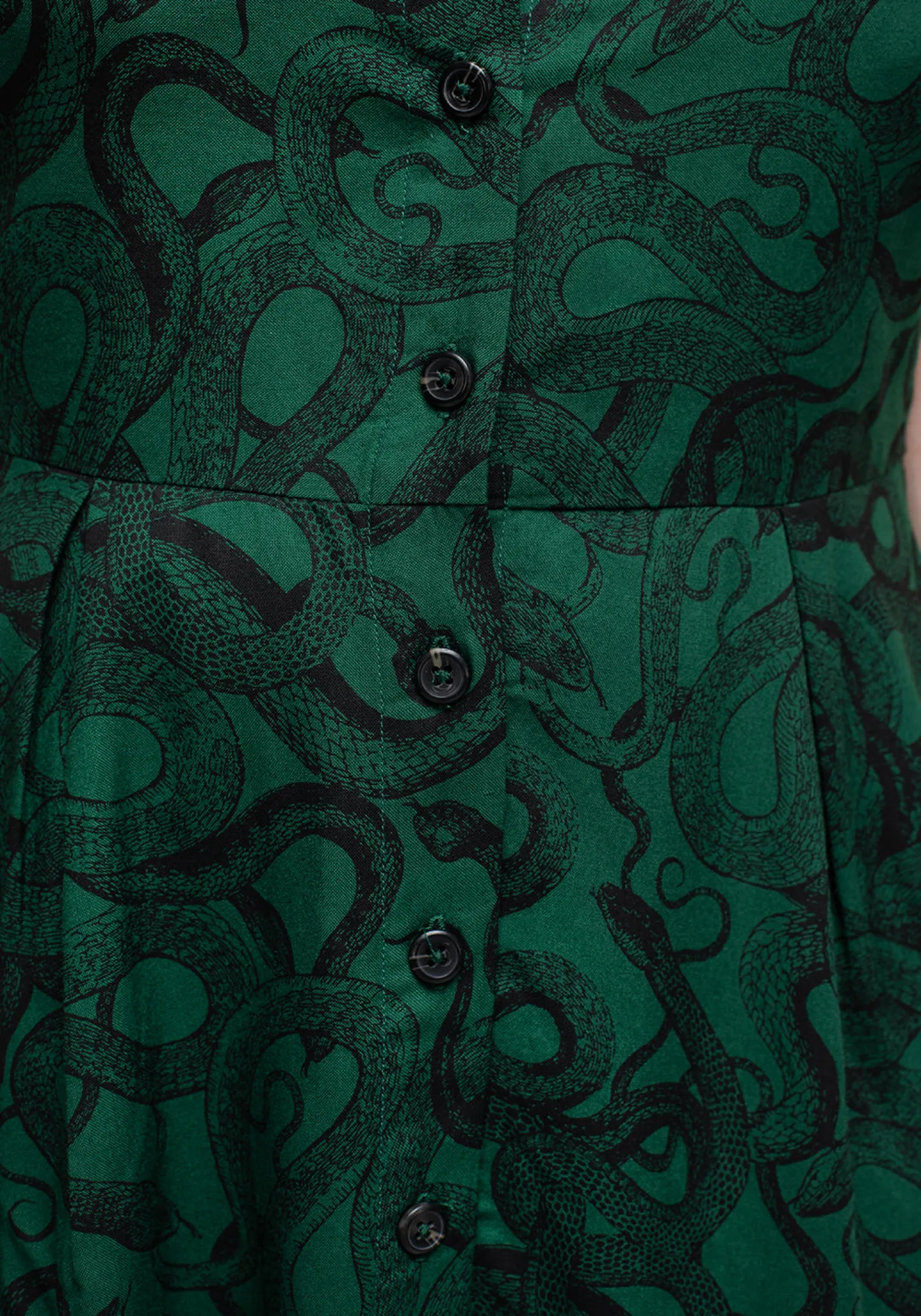 Ophidia Snake Print Button Up Mini Apron Dress - Green