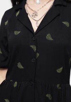 Osmunda Fern Embroidered Midi Shirt Dress