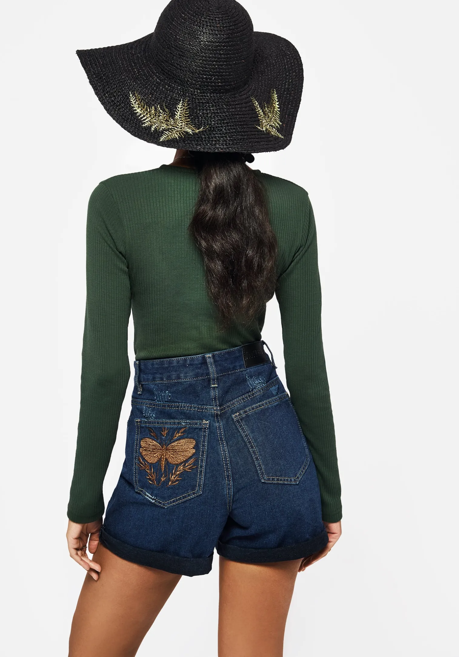 Osmunda Fern Embroidered Sun Hat
