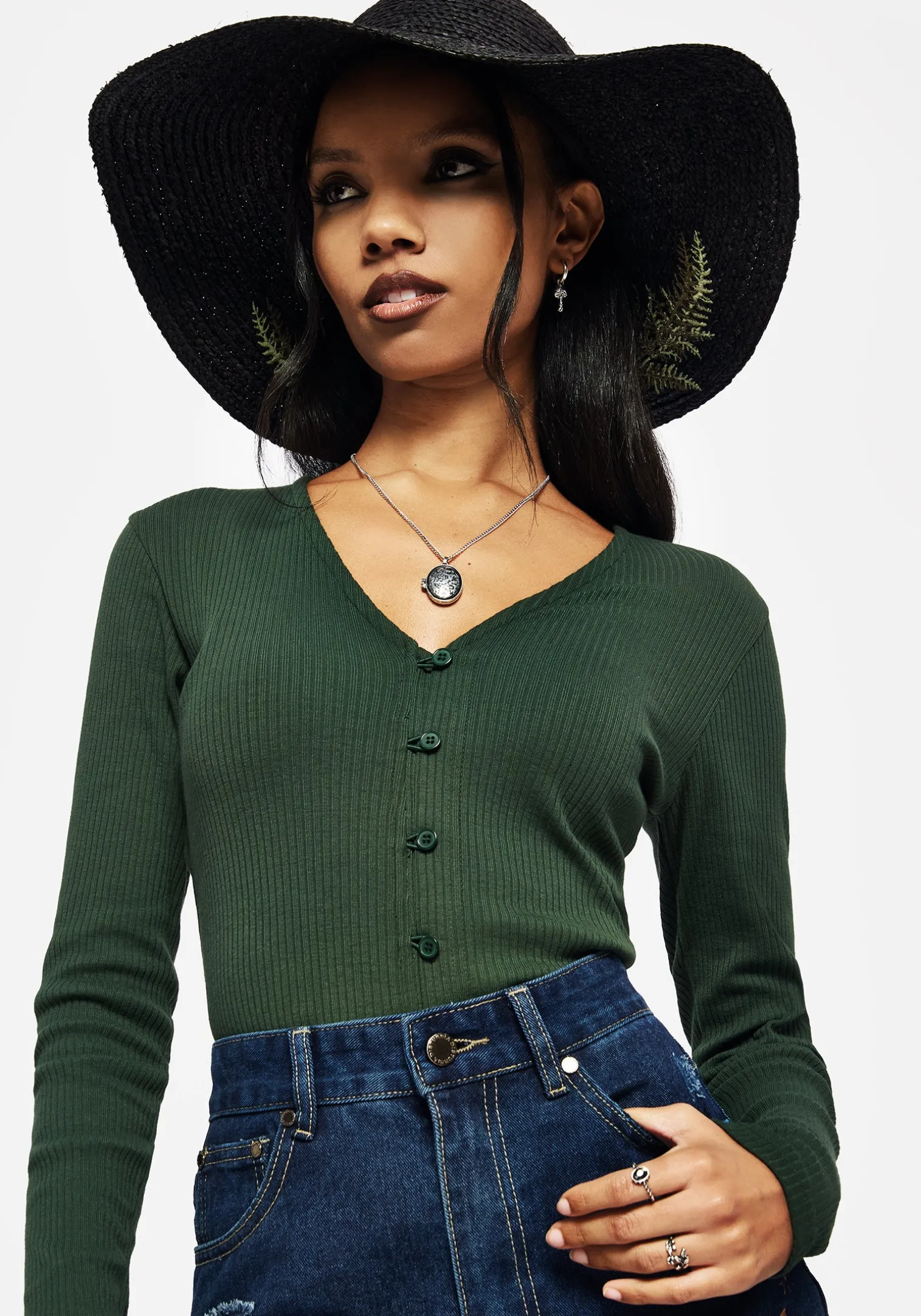 Osmunda Fern Embroidered Sun Hat