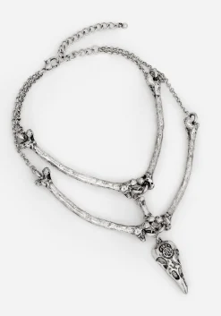 Osteomancy Raven Skull Choker Necklace
