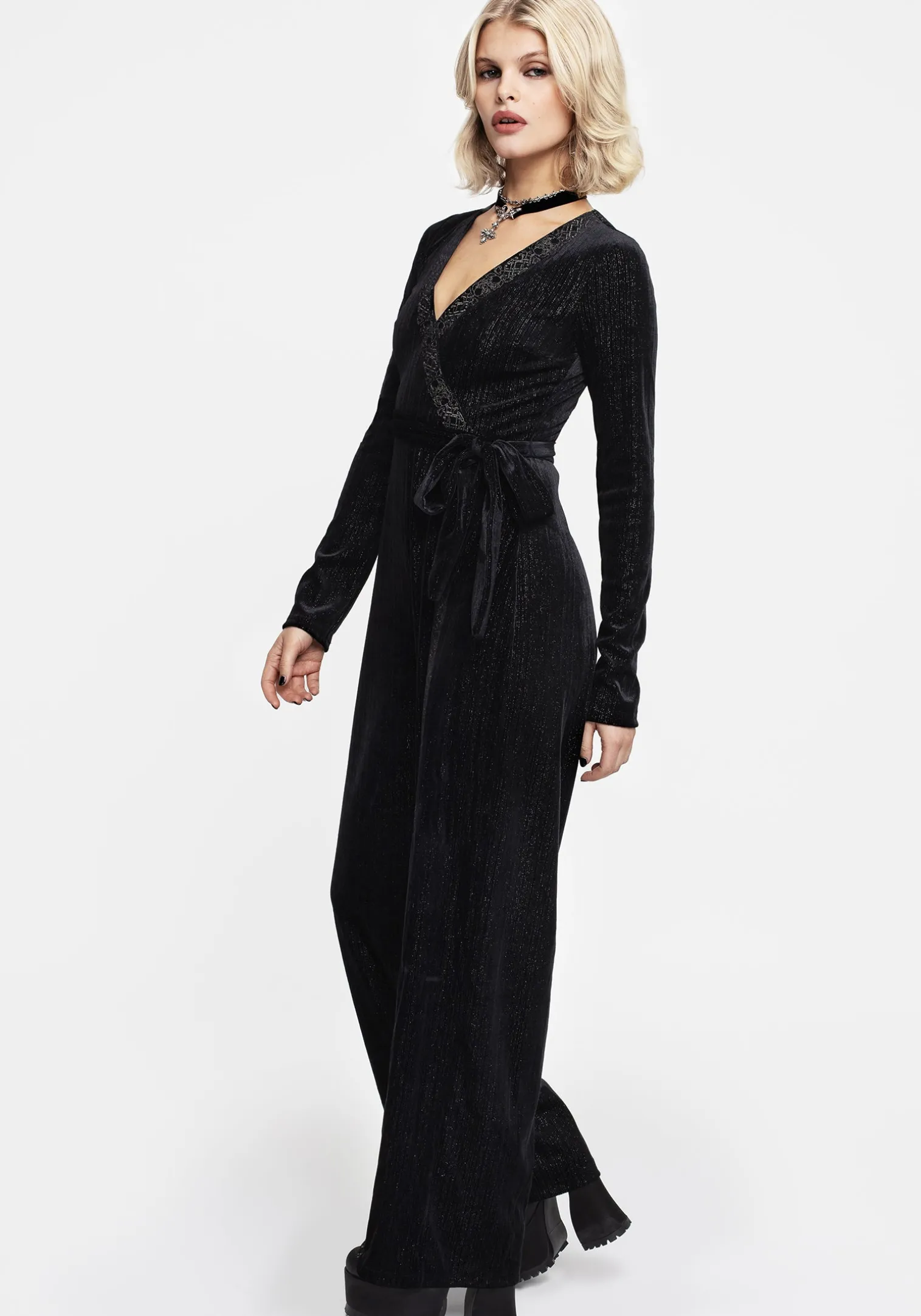 Otherworld Embroidered Faux Wrap Jumpsuit