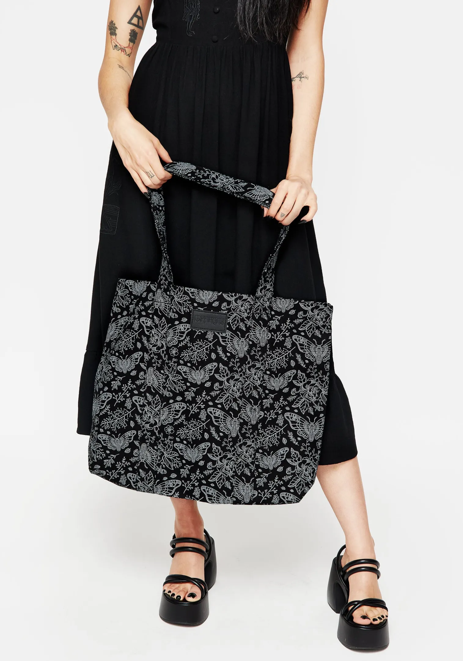 Papillion Denim Tote Bag