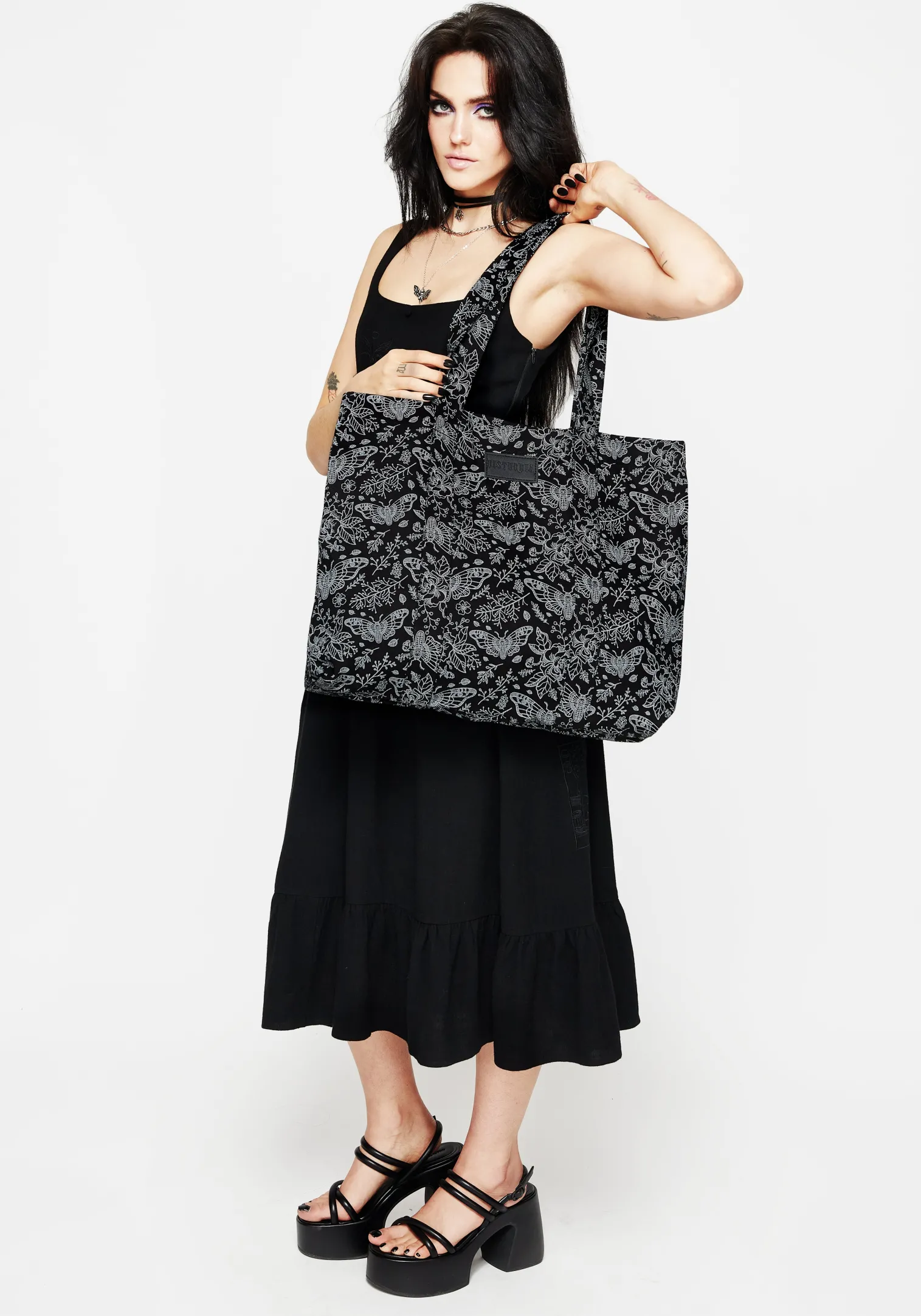 Papillion Denim Tote Bag