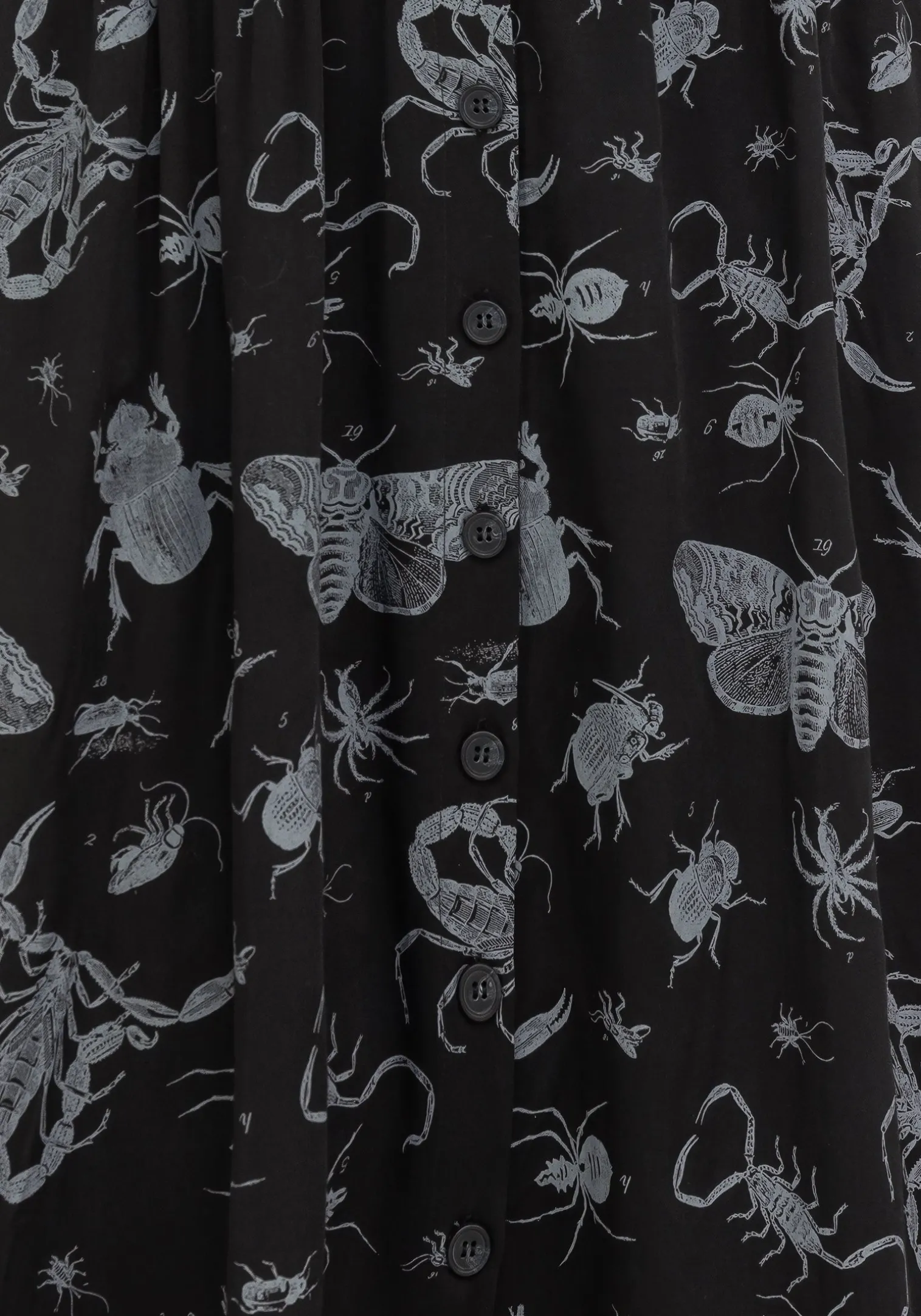 Parasite Bugs Button Front Midi Skirt - Black