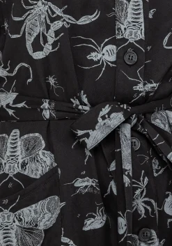 Parasite Bugs Short Sleeve Mini Shirt Dress - Black