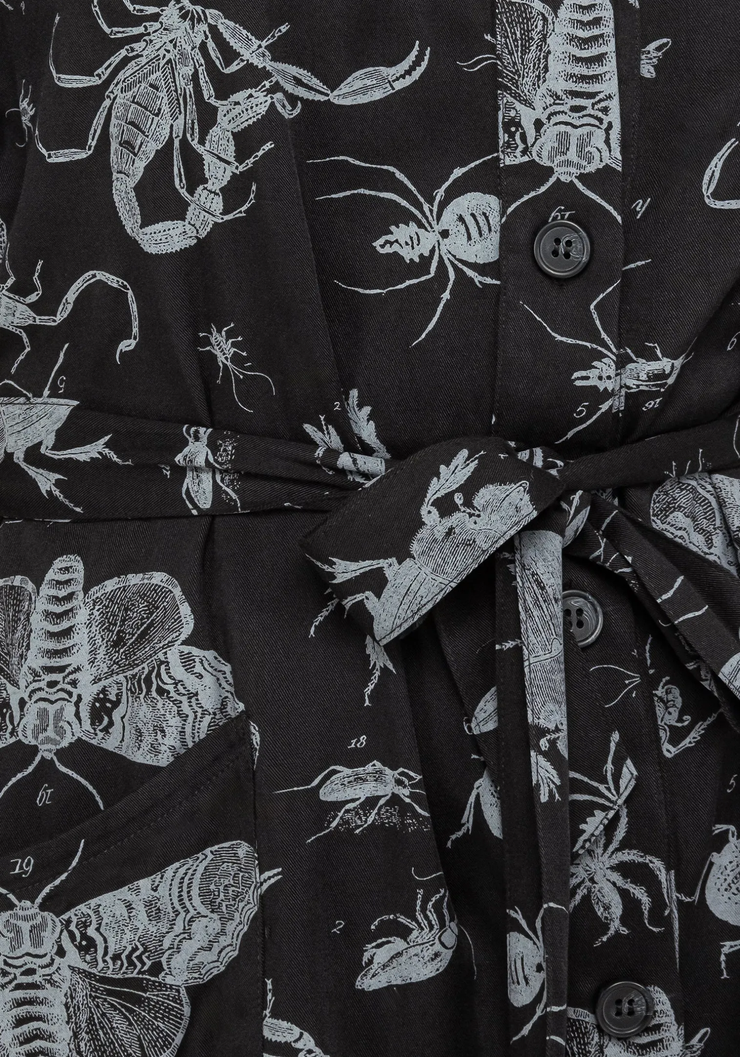 Parasite Bugs Short Sleeve Mini Shirt Dress - Black